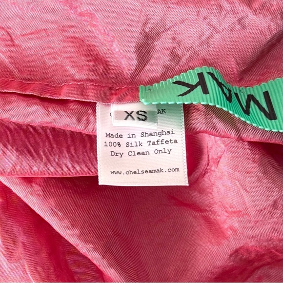 CHELSEA MAK Silk Taffeta High Rise Drawstring Waist Ankle Crop Wide Leg Pants XS - Picture 7 of 7